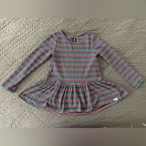 Gap Long Sleeve Peplum Striped Tunic Top Sz 5 Playtime Favorites Pink Blue Green